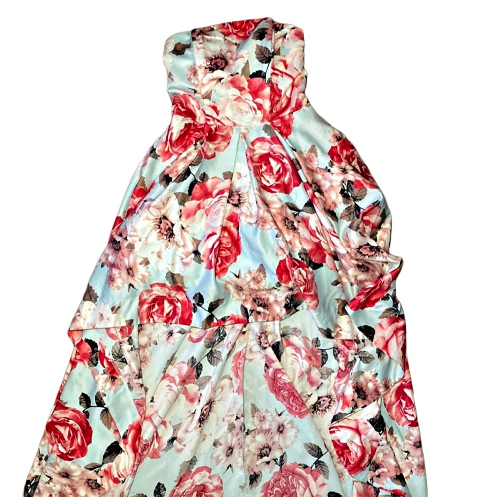 SPEECHLESS Floral rose high low dress with built in puffy petticoat under